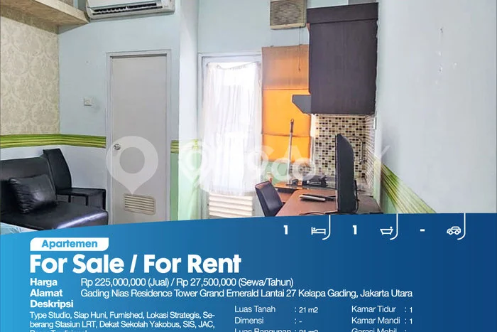 Hunian Apartemen Sewa Murah 21m2 di Kelapa Gading, Cocok untuk Tempat Tinggal Anda Hunian Apartemen Sewa Murah 21m2 di Kelapa Gading, Cocok untuk Tempat Tinggal Anda