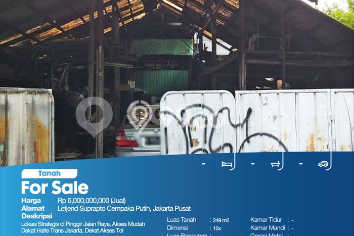 Lahan Dijual Lokasi Cempaka Putih, Jakarta Pusat dengan Luas Tanah 249m2 dan Status - Lahan Dijual Lokasi Cempaka Putih, Jakarta Pusat dengan Luas Tanah 249m2 dan Status -