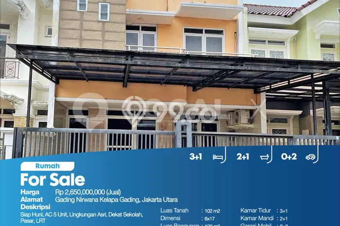 Rumah Mewah Dijual LT 102m2 di Kelapa Gading, Jakarta Utara Rumah Mewah Dijual LT 102m2 di Kelapa Gading, Jakarta Utara