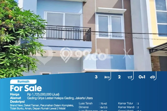 Dijual Rumah Strategis Bagus Punya 3 KT di Kelapa Gading Jakarta Utara SHM Dijual Rumah Strategis Bagus Punya 3 KT di Kelapa Gading Jakarta Utara SHM