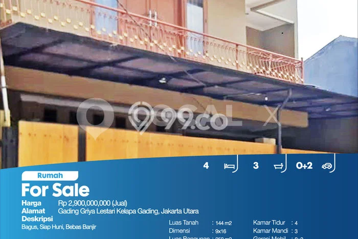 Hunian Mewah Dijual LT 144m2 di Kelapa Gading, Jakarta Utara Hunian Mewah Dijual LT 144m2 di Kelapa Gading, Jakarta Utara