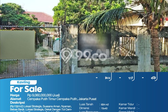 Lahan Strategis di Cempaka Putih Dijual dengan Luas 604m2 Lahan Strategis di Cempaka Putih Dijual dengan Luas 604m2