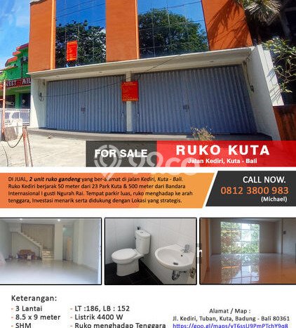 Ruko Area Premium di Kuta, Luas 152m², Prospektif Ruko Area Premium di Kuta, Luas 152m², Prospektif