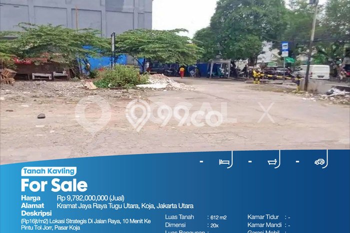 Untuk Dijual Tanah di Koja Jakarta Utara Luas 612m2 - Untuk Dijual Tanah di Koja Jakarta Utara Luas 612m2 -
