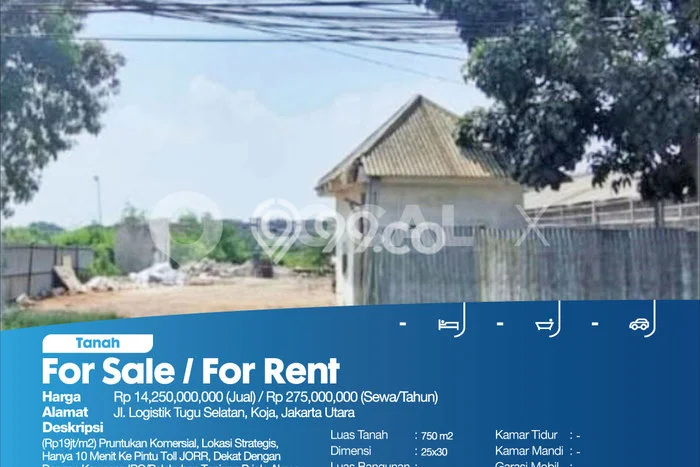 Untuk Dijual Tanah di Koja Jakarta Utara Luas 750m2 - Untuk Dijual Tanah di Koja Jakarta Utara Luas 750m2 -