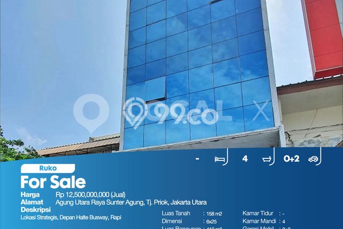 Ruko Dijual di Jakarta Utara LT 158m2 & LB 412m2 Lokasi Terbaik! Ruko Dijual di Jakarta Utara LT 158m2 & LB 412m2 Lokasi Terbaik!