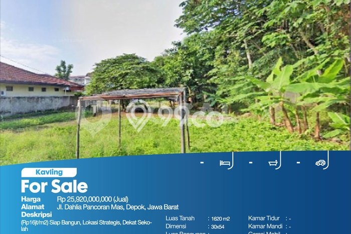 Tanah Komersial Dijual di Pancoran Mas Depok 1620m2 Tanah Komersial Dijual di Pancoran Mas Depok 1620m2