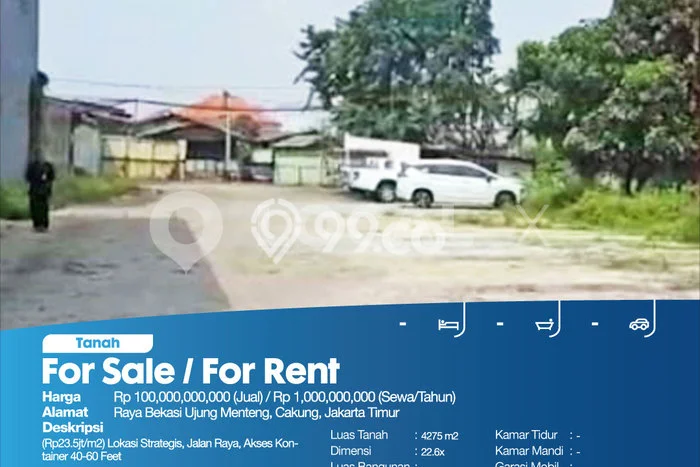 Tanah Dijual Lokasi Cakung, Jakarta Timur Luas 4275m2 Legalitas Aman Tanah Dijual Lokasi Cakung, Jakarta Timur Luas 4275m2 Legalitas Aman