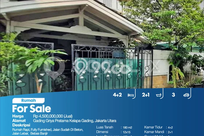 Rumah Eksklusif Dijual LT 180m2 di Kelapa Gading, Jakarta Utara Rumah Eksklusif Dijual LT 180m2 di Kelapa Gading, Jakarta Utara