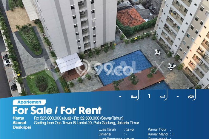 Sewa Apartemen Minimalis 23m2 Punya 0 KT, 1 KM, Lokasi di Pulo Gadung Sewa Apartemen Minimalis 23m2 Punya 0 KT, 1 KM, Lokasi di Pulo Gadung