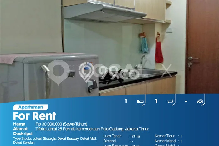 Apartemen Disewa Terjangkau 1 KT / 1 KM di Pulo Gadung, Jakarta Timur Apartemen Disewa Terjangkau 1 KT / 1 KM di Pulo Gadung, Jakarta Timur