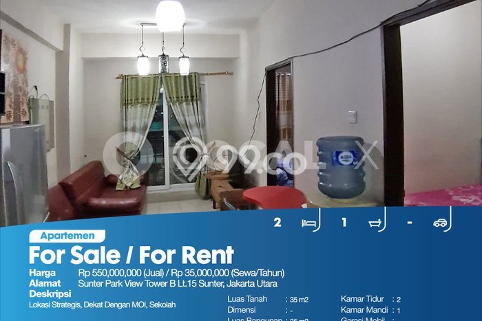 Apartemen Nyaman untuk Disewa, 2 Kamar di Jakarta Utara Apartemen Nyaman untuk Disewa, 2 Kamar di Jakarta Utara