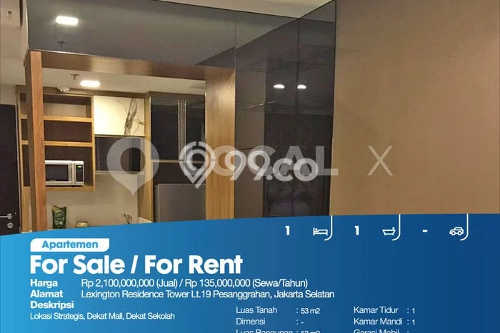 Apartemen Favorit Nyaman Dijual di Jakarta Selatan dengan 1 Kamar Tidur Apartemen Favorit Nyaman Dijual di Jakarta Selatan dengan 1 Kamar Tidur