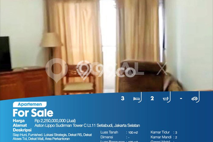 Untuk Dijual Apartemen 3 KT & 2 KM di Jakarta Selatan Area Strategis Untuk Dijual Apartemen 3 KT & 2 KM di Jakarta Selatan Area Strategis