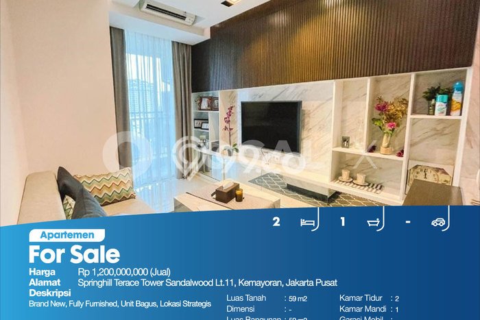 Unit Apartemen Dijual di Kemayoran, Jakarta Pusat, dengan 2 Bedroom, 1 Bathroom Unit Apartemen Dijual di Kemayoran, Jakarta Pusat, dengan 2 Bedroom, 1 Bathroom