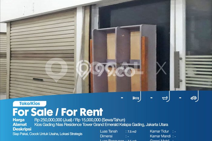 Komersial Dijual di Kelapa Gading Jakarta Utara dengan LB 7m2 Komersial Dijual di Kelapa Gading Jakarta Utara dengan LB 7m2