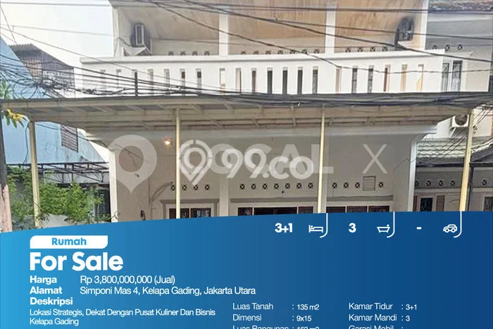 Hunian Mewah Dijual LT 135m2 di Kelapa Gading, Jakarta Utara Hunian Mewah Dijual LT 135m2 di Kelapa Gading, Jakarta Utara