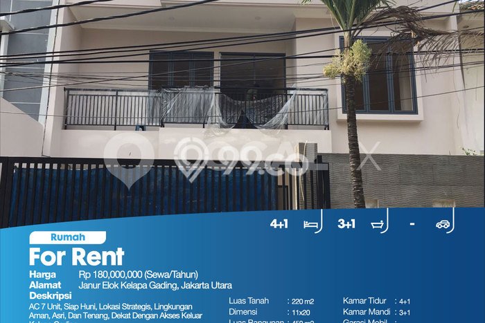 Rumah di Kelapa Gading, Siap Huni, LT 220m² Rumah di Kelapa Gading, Siap Huni, LT 220m²