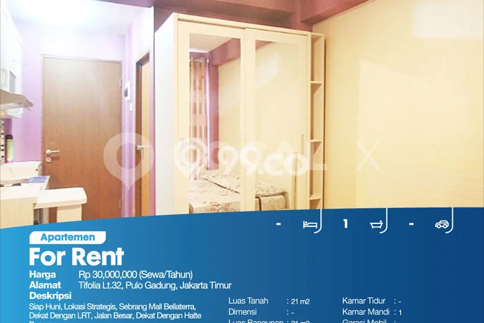 Disewakan Segera Apartemen Nyaman 0 KT di Kawasan Pulo Gadung Disewakan Segera Apartemen Nyaman 0 KT di Kawasan Pulo Gadung