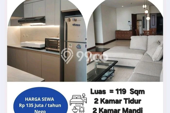 Apartemen Sewa 2 Kamar Murah Siap Huni di Jakarta Pusat, Luas 119m2 Apartemen Sewa 2 Kamar Murah Siap Huni di Jakarta Pusat, Luas 119m2
