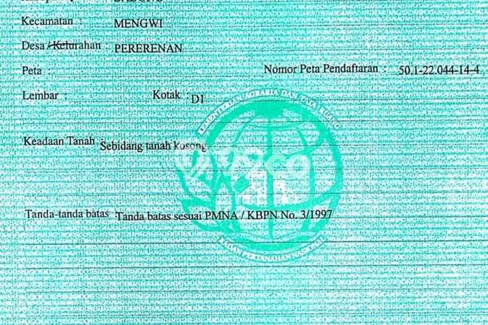 Kavling Tanah untuk Dijual di Pererenan, Badung, Luas 600m2 Kavling Tanah untuk Dijual di Pererenan, Badung, Luas 600m2
