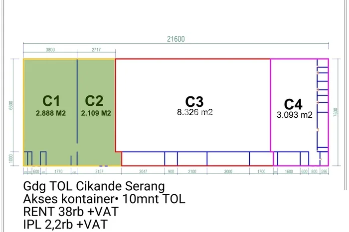 Gudang For Rent Kawasan Cikande, Luas 3093m2m², Area Strategis Gudang For Rent Kawasan Cikande, Luas 3093m2m², Area Strategis