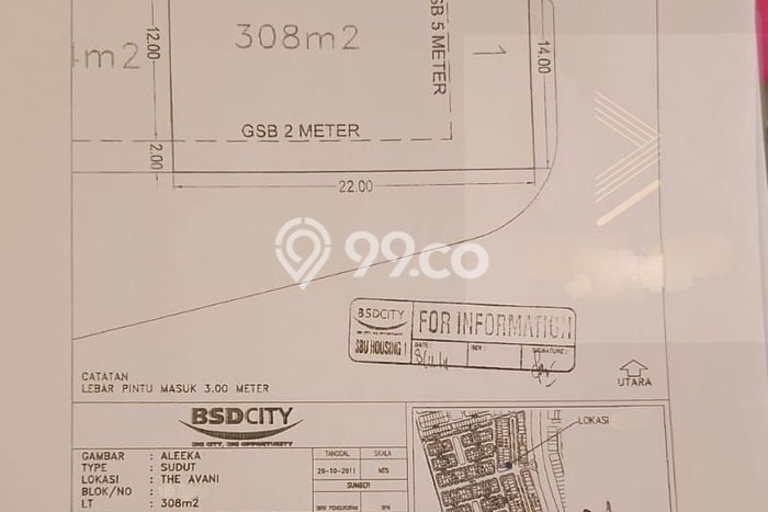 Tanah di BSD, Tangerang Selatan Luas 308m2 Dijual Segera Tanah di BSD, Tangerang Selatan Luas 308m2 Dijual Segera