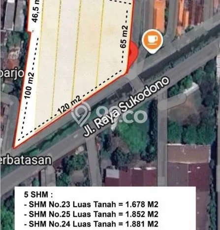Tanah di Sukodono, Sidoarjo Luas 9224m2 Dijual Segera Tanah di Sukodono, Sidoarjo Luas 9224m2 Dijual Segera