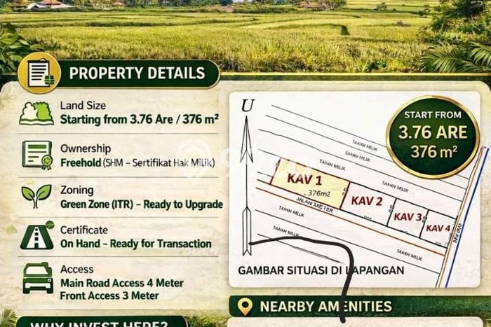 Dijual Tanah Lokasi Kedungu, Tabanan Seluas 376m2 Dijual Tanah Lokasi Kedungu, Tabanan Seluas 376m2