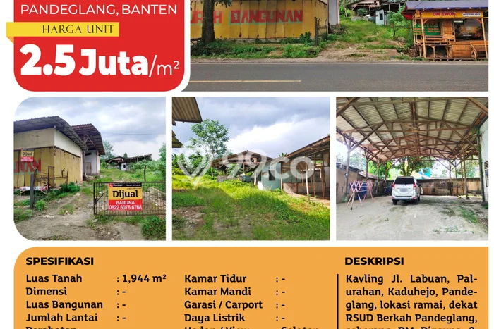 Tanah di Pandeglang, Luas 1944m², Area Potensial, Dekat Pandeglang, Pandeglang, Pandeglang Tanah di Pandeglang, Luas 1944m², Area Potensial, Dekat Pandeglang, Pandeglang, Pandeglang