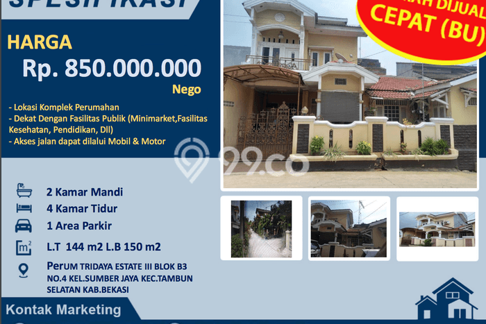 Dijual Rumah Strategis Bagus Punya 4 KT di Tambun Selatan Bekasi SHM Dijual Rumah Strategis Bagus Punya 4 KT di Tambun Selatan Bekasi SHM