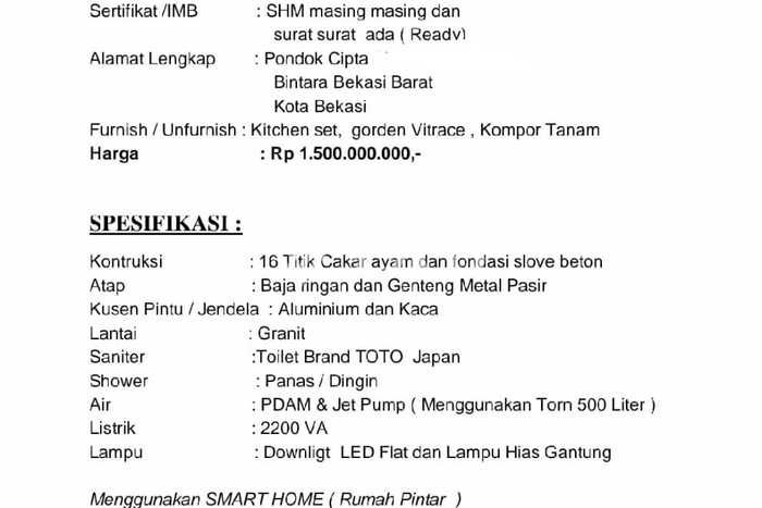 Hunian Nyaman Asri 3 KT Siap Pakai di Bintara Bekasi Hunian Nyaman Asri 3 KT Siap Pakai di Bintara Bekasi