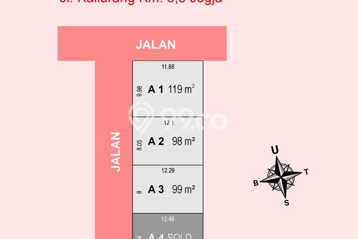 Tanah Komersial Dijual di Depok Sleman 99m2 Tanah Komersial Dijual di Depok Sleman 99m2