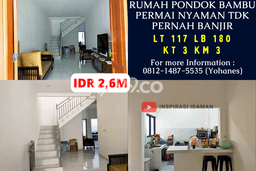 Rumah Asri area Pondok Bambu, Dekat Pondok Bambu, Jakarta Timur, Jakarta Timur - LT 117m² Rumah Asri area Pondok Bambu, Dekat Pondok Bambu, Jakarta Timur, Jakarta Timur - LT 117m²