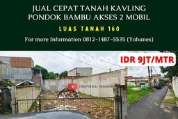 Tanah Dijual Area Strategis di Pondok Bambu Jakarta Timur 160m2 Tanah Dijual Area Strategis di Pondok Bambu Jakarta Timur 160m2