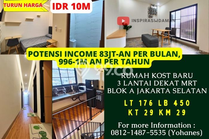 Unit Kost Dijual di Kebayoran Baru dengan 30 Kamar Tidur & Luas Bangunan 450m2 Unit Kost Dijual di Kebayoran Baru dengan 30 Kamar Tidur & Luas Bangunan 450m2