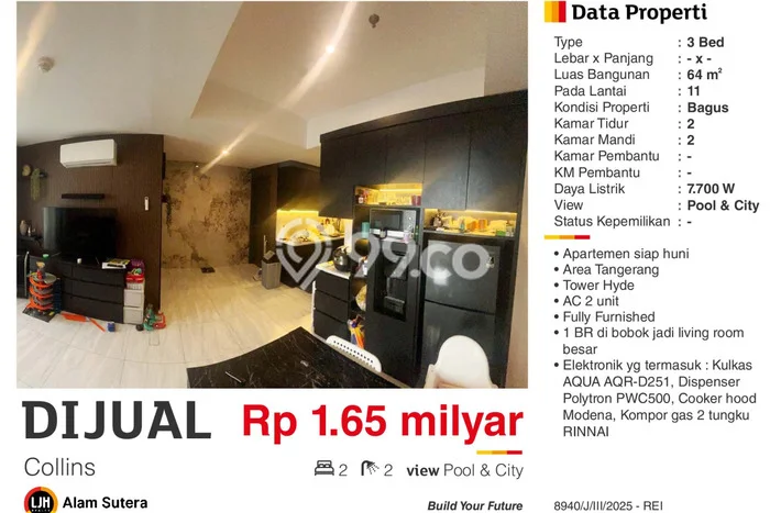 Dijual Segera Apartemen 3 KT & 2 KM di Serpong Utara, Tangerang Selatan Dijual Segera Apartemen 3 KT & 2 KM di Serpong Utara, Tangerang Selatan