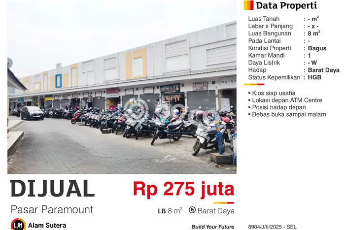 Komersial Dijual di Prime Area Tangerang Luas 8m2 Komersial Dijual di Prime Area Tangerang Luas 8m2