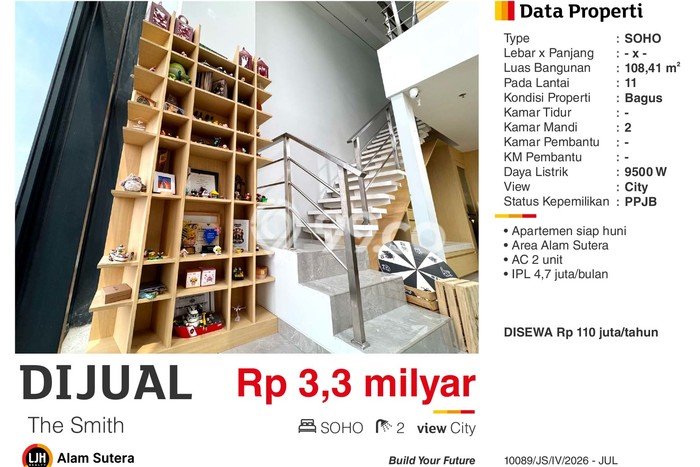 Apartemen Minimalis untuk Disewa, 1 Kamar di Tangerang Apartemen Minimalis untuk Disewa, 1 Kamar di Tangerang