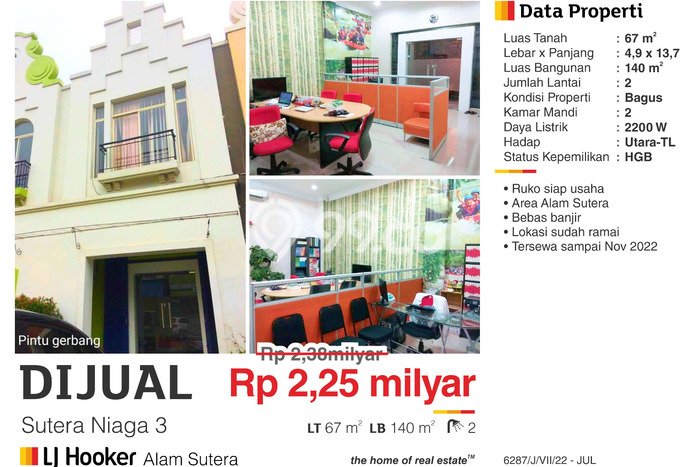 FOR SALE! Ruko di Serpong Tangerang Selatan, LT 67m2, LB 140m2 FOR SALE! Ruko di Serpong Tangerang Selatan, LT 67m2, LB 140m2