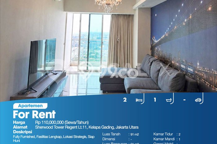 Apartemen Disewakan Murah 2 KT / 1 KM di Kelapa Gading, Jakarta Utara Apartemen Disewakan Murah 2 KT / 1 KM di Kelapa Gading, Jakarta Utara
