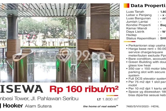 LOKASI STRATEGIS! Kantor Disewakan di BSD City, Luas 1800m², Pusat Usaha LOKASI STRATEGIS! Kantor Disewakan di BSD City, Luas 1800m², Pusat Usaha