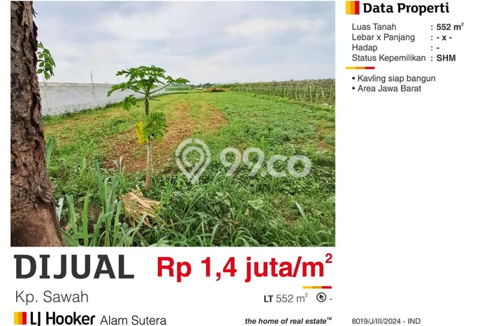 Jual Tanah Lokasi Strategis di Rumpin, Luas 552m², Akses Fasilitas Umum Jual Tanah Lokasi Strategis di Rumpin, Luas 552m², Akses Fasilitas Umum