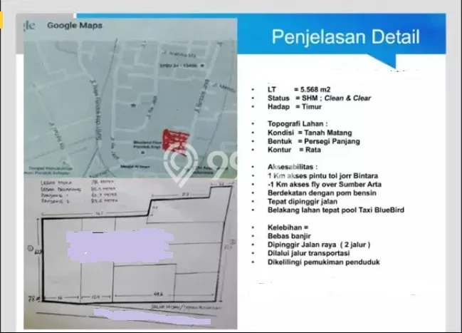 Tanah Kavling Dijual di Pondok Kelapa, Jakarta Timur dengan Luas Tanah 5568m2 Tanah Kavling Dijual di Pondok Kelapa, Jakarta Timur dengan Luas Tanah 5568m2