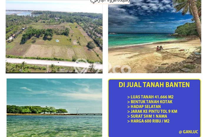 Kavling Tanah untuk Dijual di Tanjung Lesung, Pandeglang, Luas 41666m2 Kavling Tanah untuk Dijual di Tanjung Lesung, Pandeglang, Luas 41666m2