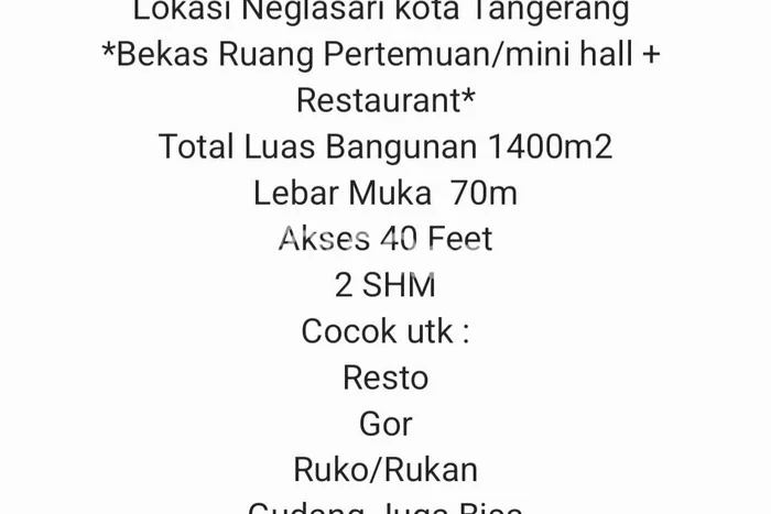 Tanah di Legok, Tangerang Luas 10000m2 Dijual Segera Tanah di Legok, Tangerang Luas 10000m2 Dijual Segera