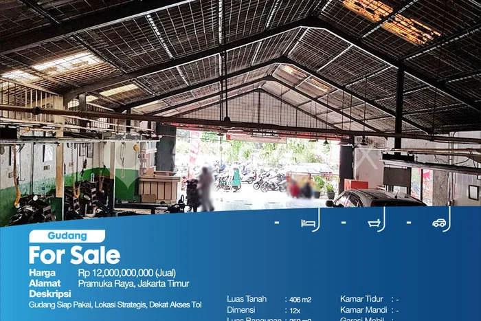 Gudang Dijual di Cempaka Putih LT 406m2, LB 250m2 untuk Investasi Gudang Dijual di Cempaka Putih LT 406m2, LB 250m2 untuk Investasi