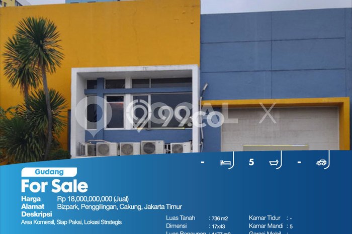 Unit Gudang Dijual di Cakung Jakarta Timur Luas Tanah 736m2, Luas Bangunan 1177m2 Unit Gudang Dijual di Cakung Jakarta Timur Luas Tanah 736m2, Luas Bangunan 1177m2