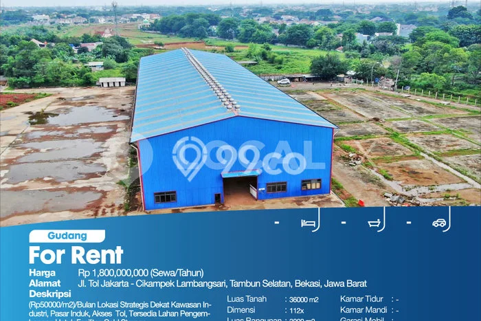 Disewakan Gudang di Kawasan Ramai Bekasi Luas 3000m2 Disewakan Gudang di Kawasan Ramai Bekasi Luas 3000m2