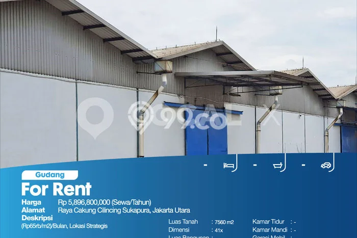 Gudang disewakan lokasi strategis Kelapa Gading Jakarta Utara 7560m2 Gudang disewakan lokasi strategis Kelapa Gading Jakarta Utara 7560m2
